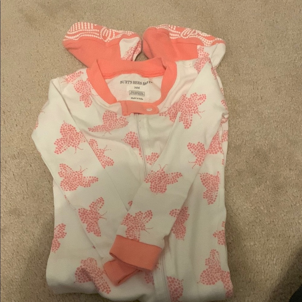 Burt's Bees Baby Zip-Up Pajamas with Pink butterfly Print